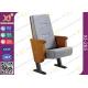 Heavy Duty Foldable Tablet Library Auditorium Chairs With Wooden Arm Surface Finish