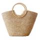 Natural Straw Brown Crochet Bag With Wooden Handles OEM