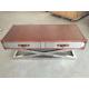 Stainless Steel Frame Side Coffee Table Top Genuine Leather Italian Style