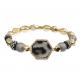 Handcraft Stretchy Brass Bead Bracelet 20g Grey Leopard With Gold