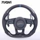 Black Perforated Leather Carbon Fiber Steering Wheel Audi RS3 S3 A3 A4 RS4