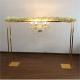 1.8m large shiny gold metal flower stand with battery working crystal chandeliers for wedding table decoration