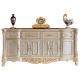 Luxury Living Room TV Shelves HDF Lacquer Antique Gold Carved Floor Cabinet