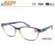 Fashionable reading glasses ,made of plastic ,pattern on the frame and temple,suitable for men and women