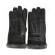 Winter Lamb Fur Lined Mens Soft Leather Gloves With Belt Plain Style