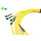 MPO Trunk Cable Pre - terminated Fanout 3.0mm 48 Cores 9 / 125μm MPO Female - MPO Female OS2 LSZH Yellow
