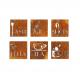 Square Set 6 Kitchen Wall Decorations Rusty Corten Steel House Signs