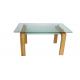 Solid Wood Frame 2 Layer 10mm Tempered Glass Top Dining Table