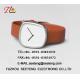 Square alloy case simple clean dial PU leather band wrist watch for young men