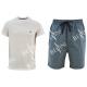 Cotton Jersey Men'S V Neck Pajamas / Mens T Shirt And Woven Shorts Pyjamas With Side Pockets