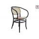 Natural Rattan Dining Chairs Black Benchwood Armrest Cane Dining Chair