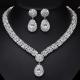Water Drop Rhinestone Necklace & Earrings Full Crystal Necklace & Earrings  Wedding Jewelry Set