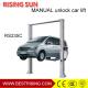 Overhead design 2 post garage car lift for workshop with manual release