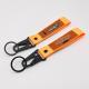 Adventure-Ready Duke Custom Strap - Neon Orange Webbing & Tactical Leather Tag with Warning Accents