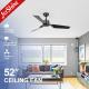 1stshine Ceiling Fan Industrial 52 Inches Black ABS Blades DC Motor Remote Control