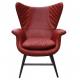 Red Antique Leather Armchairs With High Back For Living Room