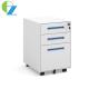 White Side Open Mobile Pedestal File Cabinet Assembled Structure 3 Drawers