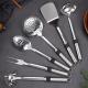 High grade Custom  6PCS set Kitchen tool with tray Stainless steel ladle turner fork spaghetti spoon for kitchen cook