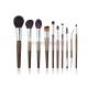 10 PCS Deluxe Dual End Makeup Brush Collection Nature Ebony Handle For Face And Eye