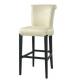 High back white pu upholstery beech wood frame wooden barstool/counter stool