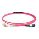 1m (3ft) MPO Female to 4 LC UPC Duplex OM4 50/125 Multimode Fiber Breakout Cable, 8 Fibers Type B, Elite, LSZH, Aqua/Vio