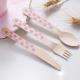 Biodegradable Didposable 160mm Wooden Cutlery Utensil Dot Baby Pink Spoon