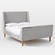 Bedroom furniture simple design bed frame for hotel with wooden slat support and under bed storage,fabric headboard.