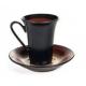 Color Glazed Coffee Mug With Saucer