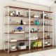 Retail Store Metal And Wood Display Shelves Durable Black Golden White