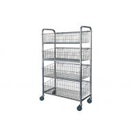 Vegetable Mobile Commercial Wire Shelving Storage Rack With 4 Shelf Baskets
