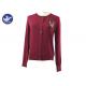 Teddy Bear Intarsia Womens Knit Cardigan Sweater Buttons Up Crew Neck