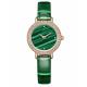 Women Bezel Genuine Diamond Quartz Watch Green Ladies Malachite