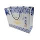 Blue Color Printing Logo Gold Hot Stamping Customized Size OEM Design Paper Shopping Bag with Handle