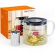 Removable Filter Spout Glass Teapot for Loose Leaf and Blooming Tea 30.4oz Clear Teapots