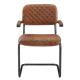 Steel Frame Wood Armrest OEM ODM Retro Leather Dining Chairs