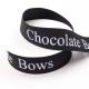 Double Face Heat Transfer White Print Black Grosgrain Ribbon