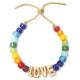 Initial Letter Bohemian Name Forte Beads Bracelet With 14k Gold Plated Brass Beads
