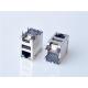 HULYN,RJ45 Modular Jack Connector, Shielded RJ45 + type-c  Connector, Through Hole Type, LED