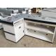 White Stainless Steel L Type Checkout Counter For Supermarket