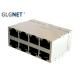 Stacked Structure 10G RJ45 Connector 100W 4PPOE 1A Current No Spring With Light Pipe