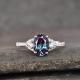 Hot Selling 925 Sterling Silver Pave CZ Rings Oval Cut Alexandrite Stone Engagement Ring