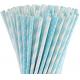 196.8mm 7.75 Inches Fat Light Blue And White Striped Paper Straws