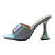 Metallie Shiny Silver 12cm Ladies High Heel Shoes Snake Ankle Strap