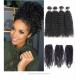 Black Color Malaysian Curly Hair Bundles With Closure 100 Grams / Piece