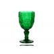 320ml Green Embossed Colored Crystal Wine Goblet Glasses For Home Deco, Antique Drinking Glass