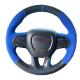 Custom Hand Stitching Blue Suede Carbon Steering Wheel Cover for Dodge Challenger Charger 2015 2016 2017 2018 2019 2020 2021