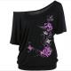 100% Cotton Plus Size Ladies Shirts Bat Sleeve T Shirt Slant Shoulder Short Sleeve