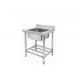 One Bowl Stainless Steel Preparation Table Kitchen Work Heavy Duty Wheel 450*450*300