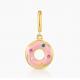 Gold Plated Design Rainbow Colorful Small Pink Donut Charm Pendant in 925 Sterling Silver
