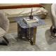 Pandora Square SS Side Table Real Stone Marble Top With Shiny Gold Leg